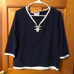 Cute, Nautical navy blue and white, 3/4 sleeves, 100% cotton.